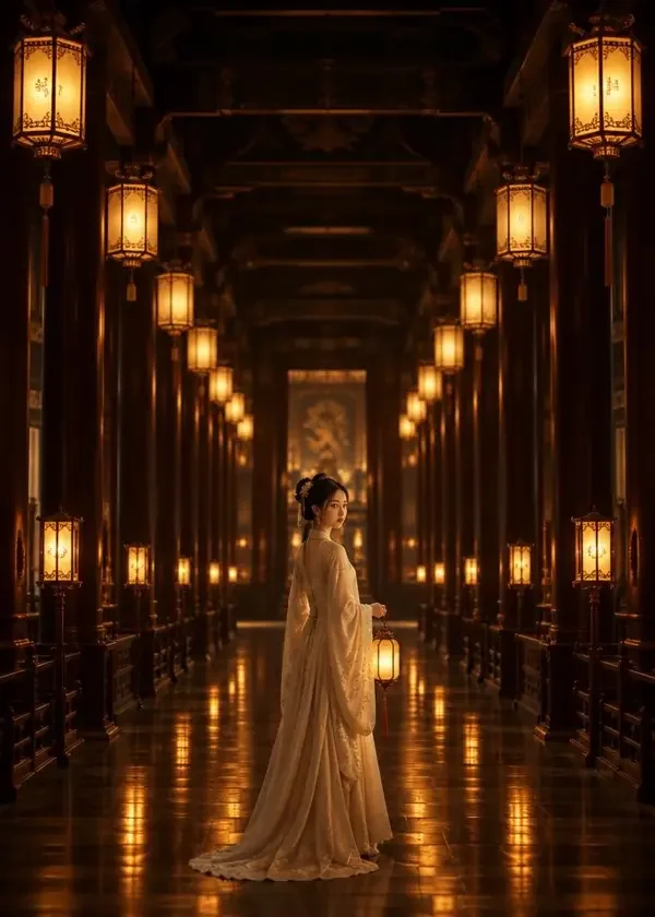 短剧《庶女掌灯，她在深宫熬汤》封面海报，古装题材